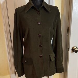 Olive Green Women's Button-Up Blazer